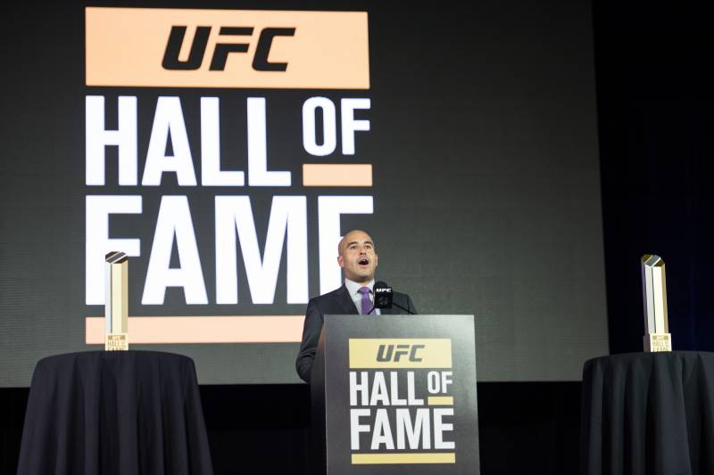 LAS VEGAS, NV - JULY 10: Jon Anik introduces the new inductees for the UFC Hall of Fame at the Las Vegas Convention Center on July 10, 2016 in Las Vegas, Nevada. (Photo by Brandon Magnus/Zuffa LLC/Zuffa LLC via Getty Images)