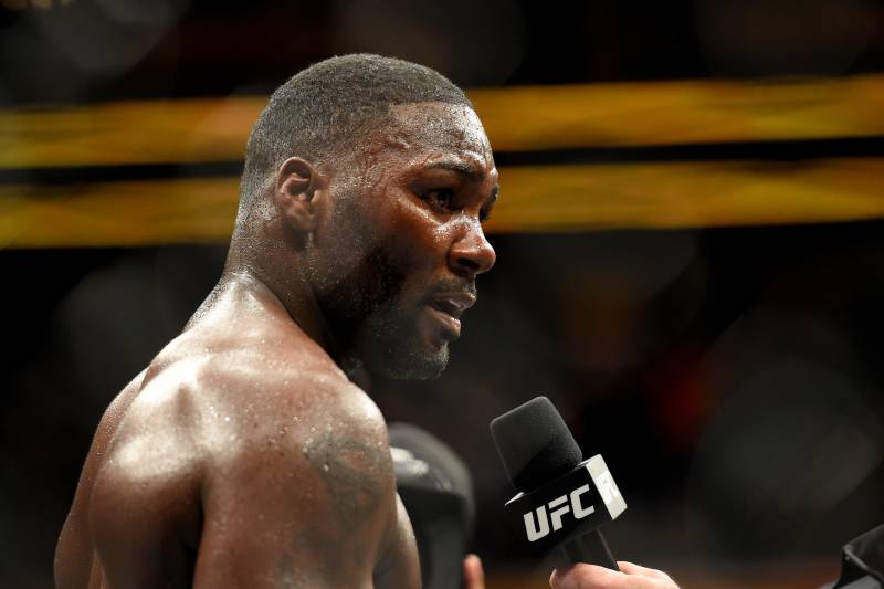 BUFFALO, NY - APRIL 08: Anthony Johnson announces his retirement after his defeat to Daniel Cormier in their UFC light heavyweight championship bout during the UFC 210 event at KeyBank Center on April 8, 2017 in Buffalo, New York. (Photo by Josh Hedges/Zuffa LLC/Zuffa LLC via Getty Images)