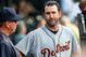 CLEVELAND, OH - APRIL 15: Starting pitcher Justin Verlander #35 of the Detroit Tigers reacts after leaving the game during the fifth inning against the Cleveland Indians at Progressive Field on April 15, 2017 in Cleveland, Ohio. All players are wearing #42 in honor of Jackie Robinson Day. (Photo by Jason Miller/Getty Images)