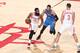 HOUSTON, TX - APRIL 19: James Harden #13 of the Houston Rockets handles the ball against the Oklahoma City Thunder during Game Two of the Western Conference Quarterfinals of the 2017 NBA Playoffs on April 19, 2017 at the Toyota Center in Houston, Texas. NOTE TO USER: User expressly acknowledges and agrees that, by downloading and/or using this photograph, user is consenting to the terms and conditions of the Getty Images License Agreement. Mandatory Copyright Notice: Copyright 2017 NBAE (Photo by Nathaniel S. Butler/NBAE via Getty Images)