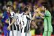 Juventus goalkeeper Gianluigi Buffon, right, celebrates with teammates after the Champions League quarterfinal second leg soccer match between Barcelona and Juventus at Camp Nou stadium in Barcelona, Spain, Wednesday, April 19, 2017. (AP Photo/Manu Fernandez)