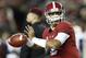 Alabama quarterback Jalen Hurts sets back to pass during an NCAA college football game against Chattanooga, Saturday, Nov. 19, 2016, in Tuscaloosa, Ala. (AP Photo/Brynn Anderson)
