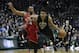 Milwaukee Bucks' Giannis Antetokounmpo drives past Toronto Raptors' Norman Powell during the second half of game 3 of their NBA first-round playoff series basketball game Thursday, April 20, 2017, in Milwaukee. (AP Photo/Morry Gash)