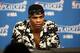 HOUSTON, TX - APRIL 19: Russell Westbrook #0 of the Oklahoma City Thunder speaks to the media during a press conference after Game Two of the Western Conference Quarterfinals against the Houston Rockets of the 2017 NBA Playoffs on April 19, 2017 at the Toyota Center in Houston, Texas. NOTE TO USER: User expressly acknowledges and agrees that, by downloading and/or using this photograph, user is consenting to the terms and conditions of the Getty Images License Agreement. Mandatory Copyright Notice: Copyright 2017 NBAE (Photo by Nathaniel S. Butler/NBAE via Getty Images)