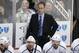Los Angeles Kings assistant coach John Stevens stands behind his bench during the first period of an NHL hockey game against the Pittsburgh Penguins in Pittsburgh, Thursday, Oct. 30, 2014. The Penguins won 3-0. (AP Photo/Gene J. Puskar)
