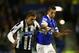 LIVERPOOL, ENGLAND - SEPTEMBER 30: Kevin Mirallas of Everton battles with Davide Santon
of Newcastle during the Barclays Premier League match between Everton and Newcastle United at Goodison Park on September 30, 2013 in Liverpool, England. (Photo by Ju