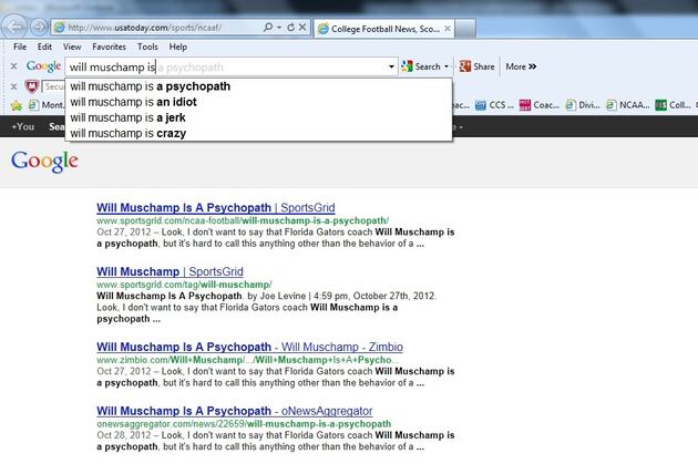 Google Search Suggestions for College Football's Biggest Personalities