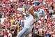 Sep 22, 2013; Landover, MD, USA; Detroit Lions tight end Joseph Fauria (80) catches a touchdown pass against the Washington Redskins in the second quarter at FedEx Field. Mandatory Credit: Geoff Burke-USA TODAY Sports