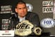 HOLLYWOOD, CA - SEPTEMBER 20: UFC Fighter Cain Velasquez speaks at the UFC on Fox: Velasquez v Dos Santos - Press Conference at W Hollywood on September 20, 2011 in Hollywood, California. (Photo by Victor Decolongon/Getty Images)