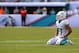 Dolphins cornerback Brent Grimes on his knees as his team drops its second game in a row against the Baltimore Ravens in Week 5.