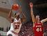 Jan 15 2013, Indianapolis, USA; Indiana Hoosiers forward Jeremy Hollowell (33) takes a shot against Wisconsin Badgers forward Frank Kaminsky (44) at Assembly Hall. Mandatory Credit: Brian Spurlock-USA TODAY Sports