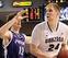 March. 2, 2013; Spokane, WA, USA; Gonzaga Bulldogs center Przemek Karnowski (24) goes up for shot against Portland Pilots center Thomas van der Mars (12) during the second half at the McCarthey Athletic Center. Gonzaga won 81-52. Mandatory Credit: James S