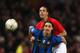 Zlatan Ibrahimovic fends off Rio Ferdinand in a 2009 Champions League clash between Inter and Manchester United.