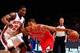 Iman Shumpert covering Derrick Rose driving to the hoop