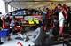 Jeff Gordon's car is repaired in the garage after he crashed during Sunday's race.