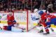 Montreal Canadiens goalie Carey Price stops Tampa Bay Lightning forward Nate Thompson.