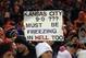 A fan holds up this sign before the Chiefs and Broncos Sunday Night Football showdown on Nov. 17, which drew a 16.6 overnight rating.