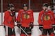 The Blackhawks' top line of Patrick Sharp, Marian Hossa and Jonathan Toews.