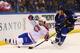 Montreal Canadiens forward David Desharnais and St. Louis Blues forward T.J. Oshie.