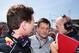 Paul Hembery (centre) chats to Christian Horner and Adrian Newey