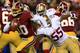 Outside linebacker Ahmad Brooks (No. 55) chases down Robert Griffin III for one of his two sacks on Monday Night Football.