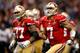 49ers left guard Mike Iupati (No. 77) has not adequately protected quarterback Colin Kaepernick this season.