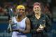 Serena Williams and Victoria Azarenka during trophy ceremony in Brisbane 2014.
