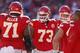Who will be coming back to the Kansas City Chiefs huddle, Branden Albert (left) or Jon Asamoah (center)?