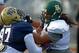 Pitt's Aaron Donald fighting it out with Baylor's Cyril Richardson during Senior Bowl Practice: Both players could help Miami