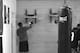 Diaz works the speed bag.