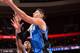 Nikola Vucevic going up for a shot against Philadelphia.
