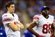 Giants quarterback Eli Manning (left) and wide receiver Hakeem Nicks did not connect on a single touchdown in 2013.