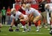Focus on 49ers center Daniel Kilgore (No. 67)—not unsigned free-agent quarterback Colt McCoy.