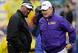 Texas A&M head coach Kevin Sumlin (left) and LSU head coach Les Miles