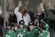 Stars (from left) Alex Goligoski, Jamie Benn, Tyler Seguin and Alex Chiasson celebrate a goal.