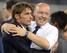 Beppe Marotta celebrates with Antonio Conte after August's Supercoppa victory over Lazio.