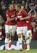 Nemanja Vidic and his defensive partner Rio Ferdinand celebrate the Serbian's header.
