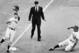 Pittsburgh's Danny O'Connell is seen here taking a throw at third base as Brooklyn's Jackie Robinson attempts to steal third.