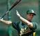 Billy McKinney in 2013 taking batting practice with the A's after being drafted.