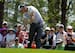 Rickie Fowler unleashes a tee shot Saturday afternoon.