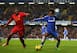 Willian and Glen Johnson during the match at Stamford Bridge.