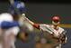 Lance Lynn throws a pitch against the Brewers on April 14.