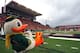 The Oregon Duck watches the Civil War in 2012 at Reser Stadium.