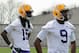 LSU receivers Quantavius Leslie (left) and John Diarse (right)