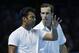 Leander Paes with Radek Stepanek at 2013 ATP championships in London