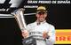 Lewis Hamilton with Mercedes' prototype megaphone exhaust. Or it could be his trophy from Spain.