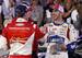 Kevin Harvick congratulates Jimmie Johnson at Charlotte Motor Speedway