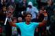 Rafael Nadal acknowledges the crowd after winning his quarterfinals match.