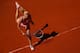 Maria Sharapova follows through on her serve during her semifinals match.