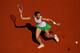 Andrea Petkovic prepares to hit a forehand in the semifinals of the 2014 French Open.